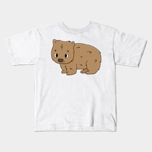 Fluffy isolated cute outline brown Australian Common wombat Kids T-Shirt